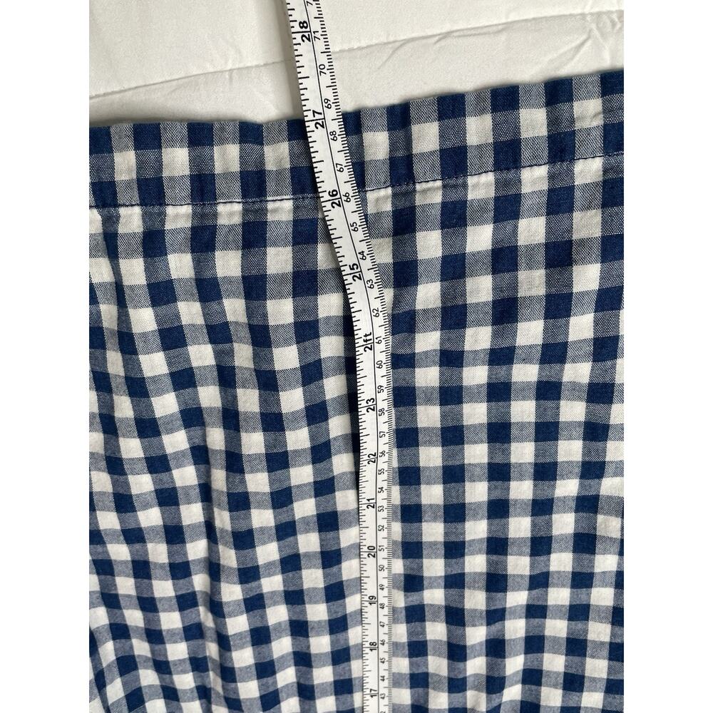 J Jill XL Blue White Gingham Check Cotton Blouse Boat Neck Button Front Cottagec - Picture 9 of 13